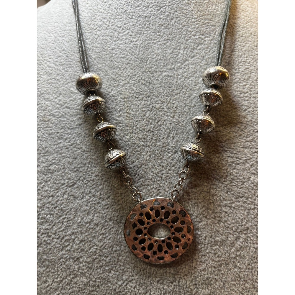 #42. Convertible Boho Silver-Tone Medallion Necklace